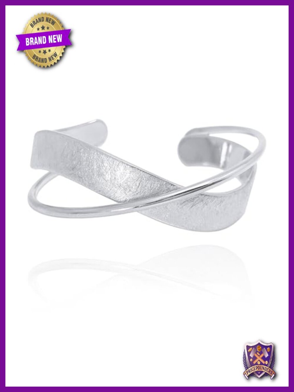 18K Gold Plated Textured Cuff Bracelet with Multicolor Rhinestones